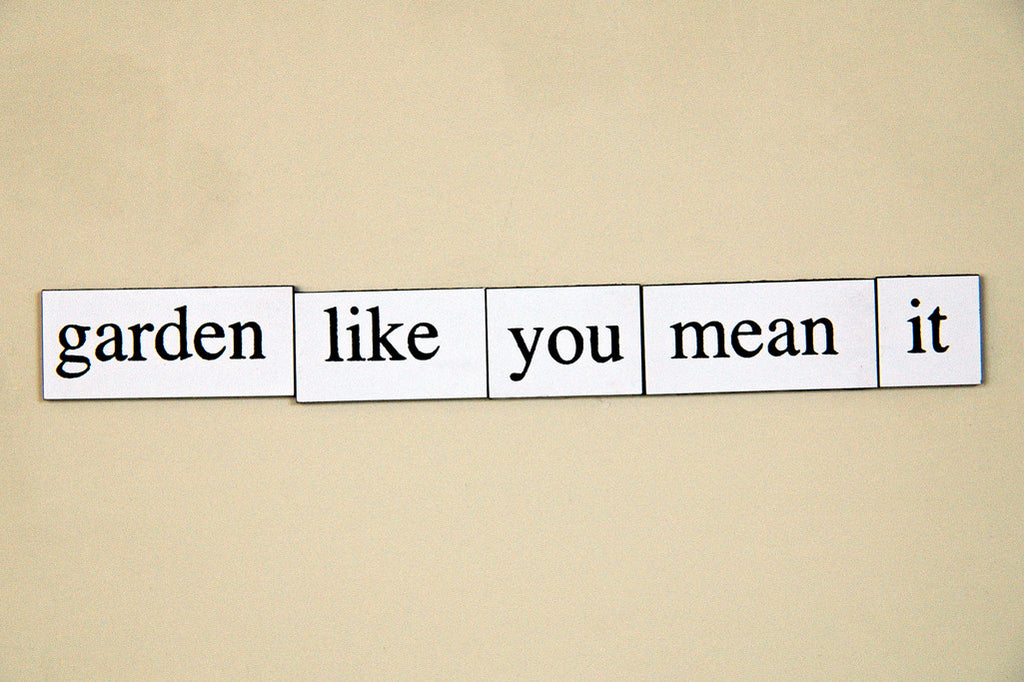 "Garden Like You Mean It" ~ Words from my fridge. Photo by Ann Woodall