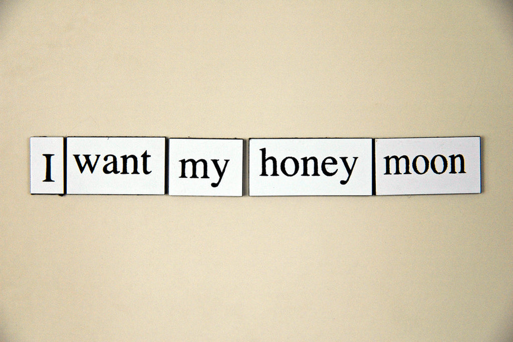 "I Want My Honeymoon" ~ Words from my fridge. Photo by Ann Woodall