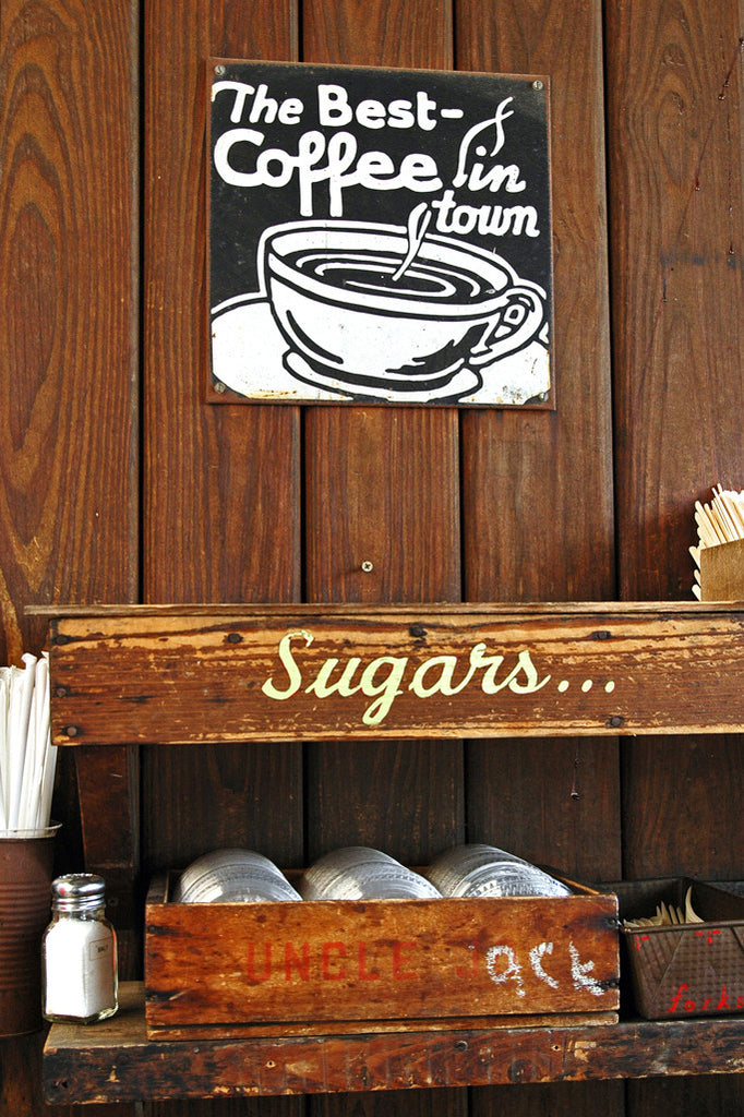 "Jo's Best Coffee" ~ The sugar and cream area of Jo's Coffee in Austin, TX. Photo by Ann Woodall