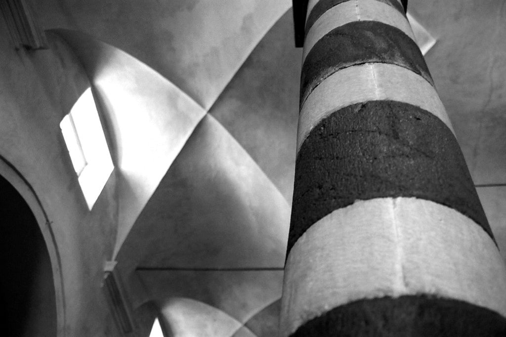 "Marble Column" ~ Black and white marble column in an Italian church. Photo by Ann Woodall